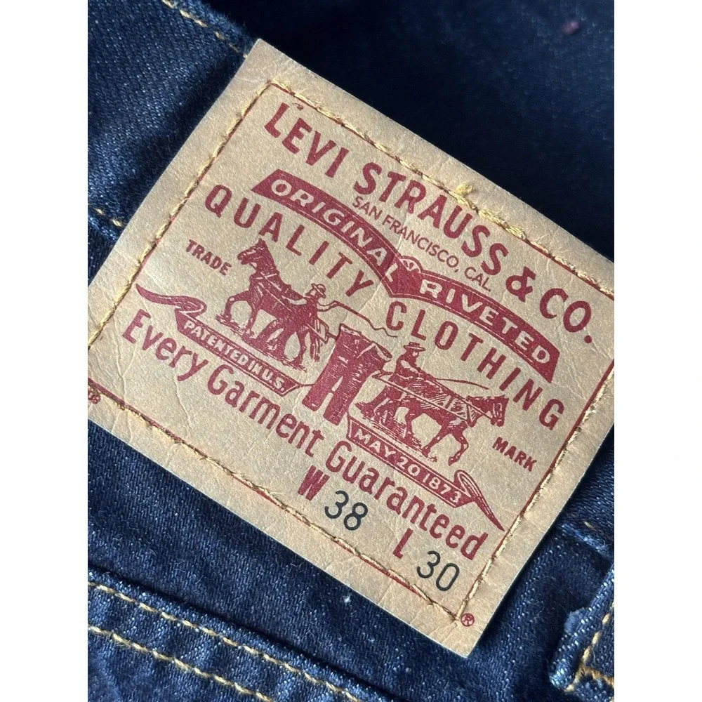 Levis Jeans Mens 38x30 Dark Wash Blue Regular Fit Straight Leg Denim Pants